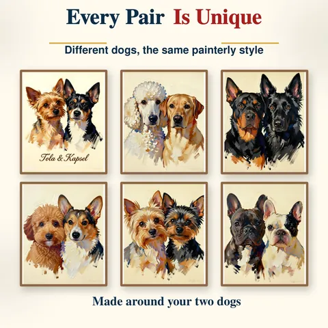 Examples of different dog pairs painted together