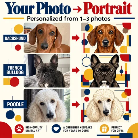 Dog photos compared with their modernist portraits