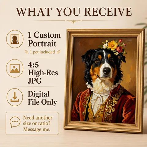 Australian Shepherd portrait with digital delivery information