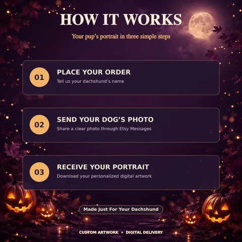 Halloween Dachshund portrait ordering steps
